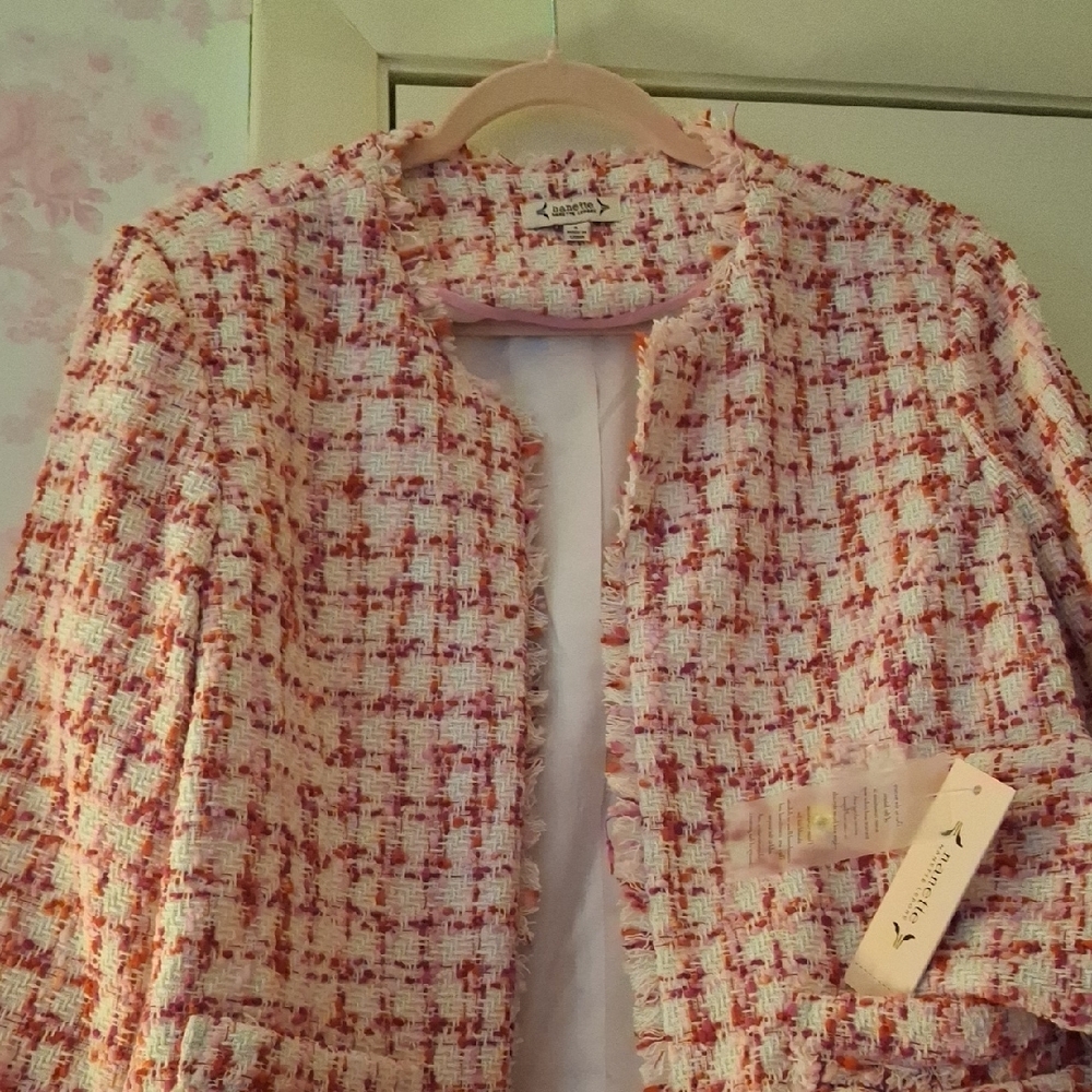 Nanette Lepore Pink and Red Tweed Blazer NWT